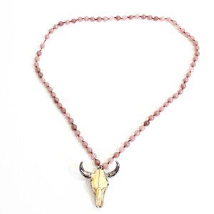 Boho Bull Skull Stone Beaded Necklace
